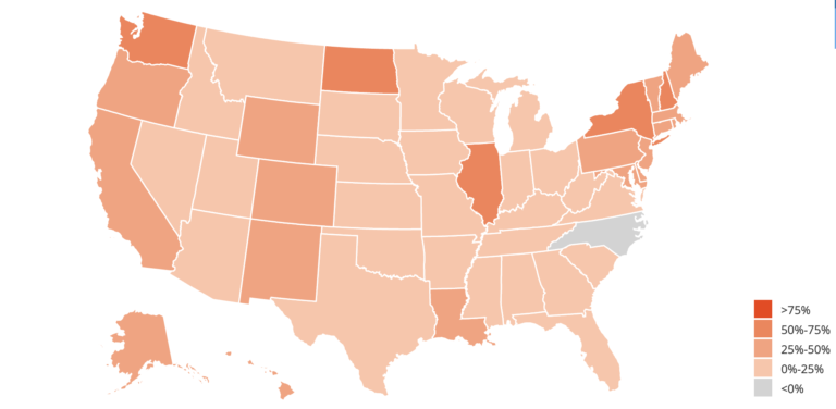 map of state education spending in the U.S.